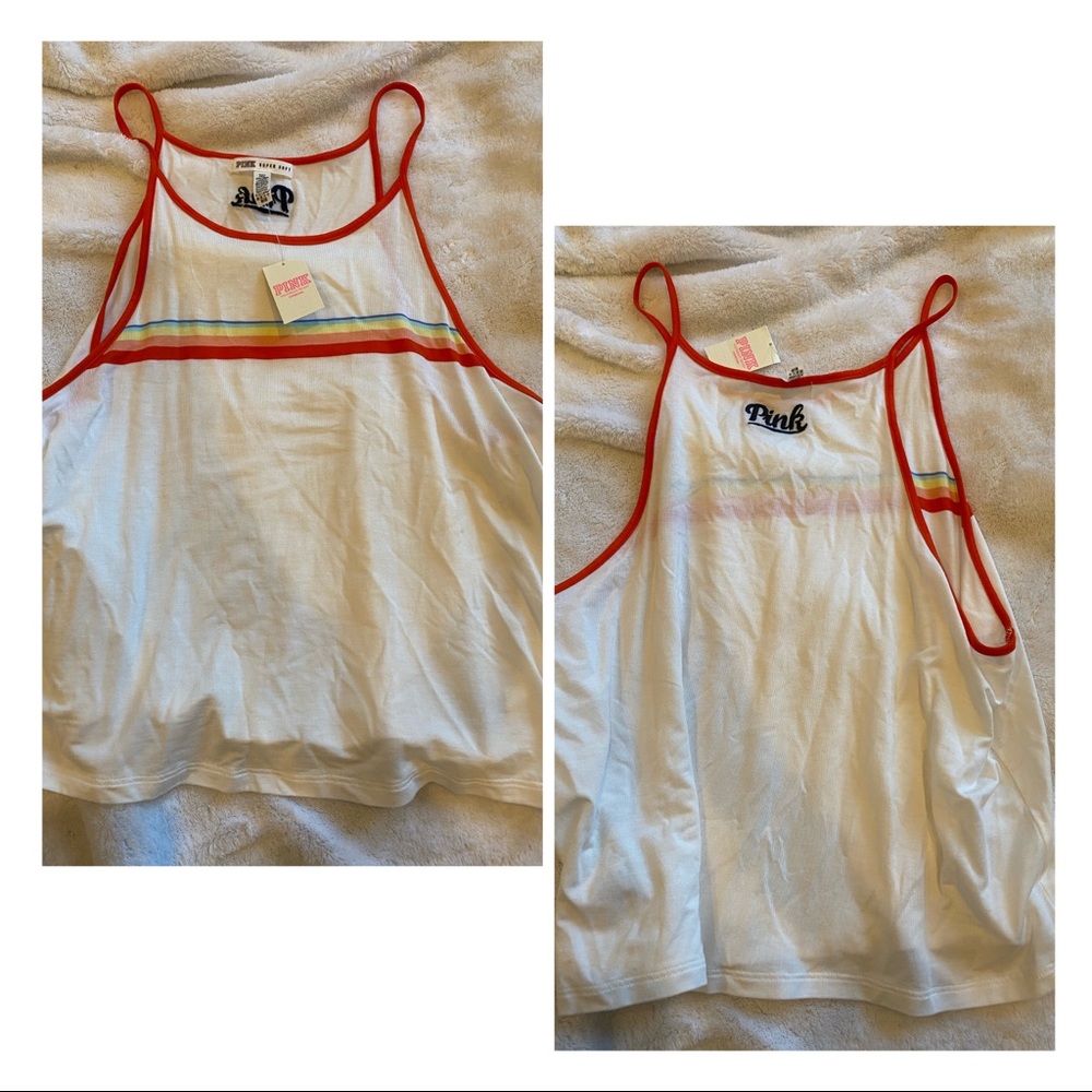 NWT PINK VS tank top rainbow Small